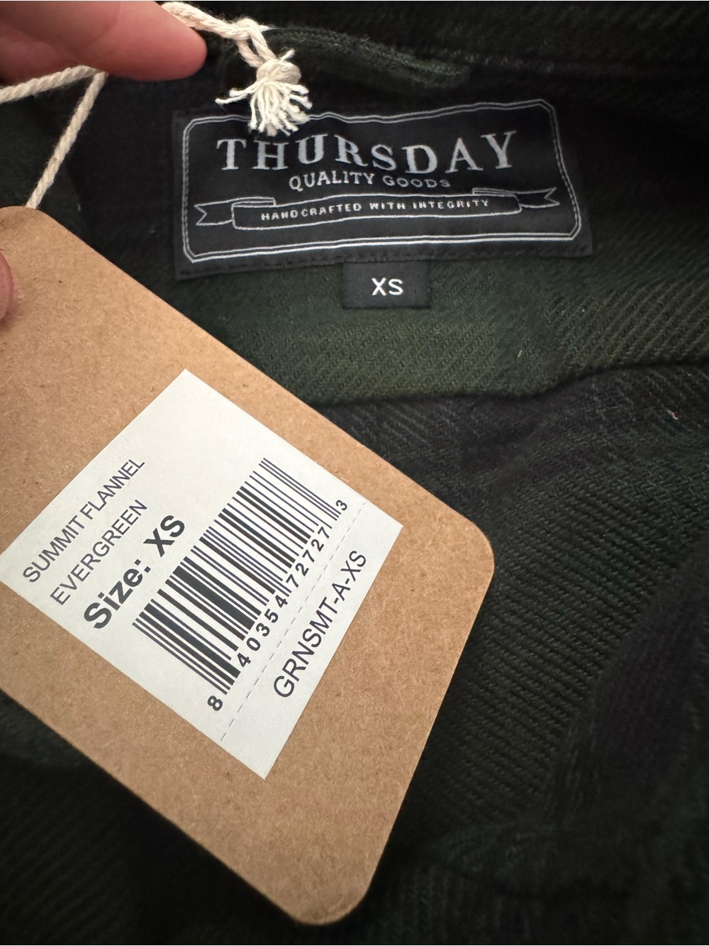 Thursday Boot Co. Summit Flannel Shirt Evergreen Button Up Men's XS - Picture 2 of 4